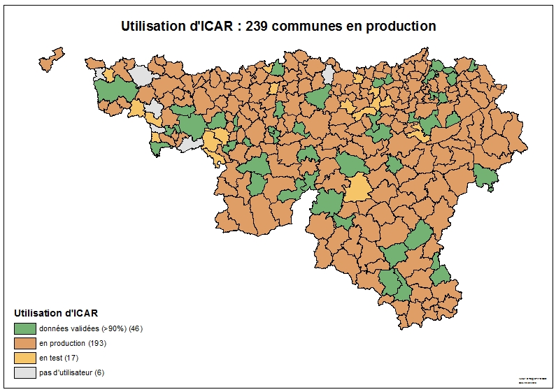Carte de l'utilisation d'ICAR par les communes